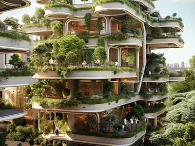 a image of a building covered in greenery