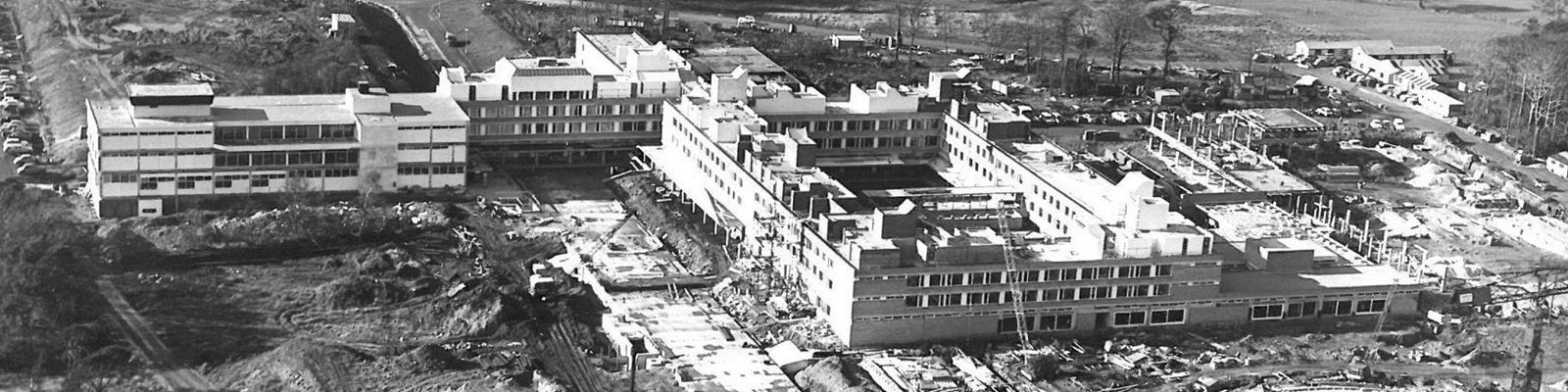 Lancaster University black and white building site