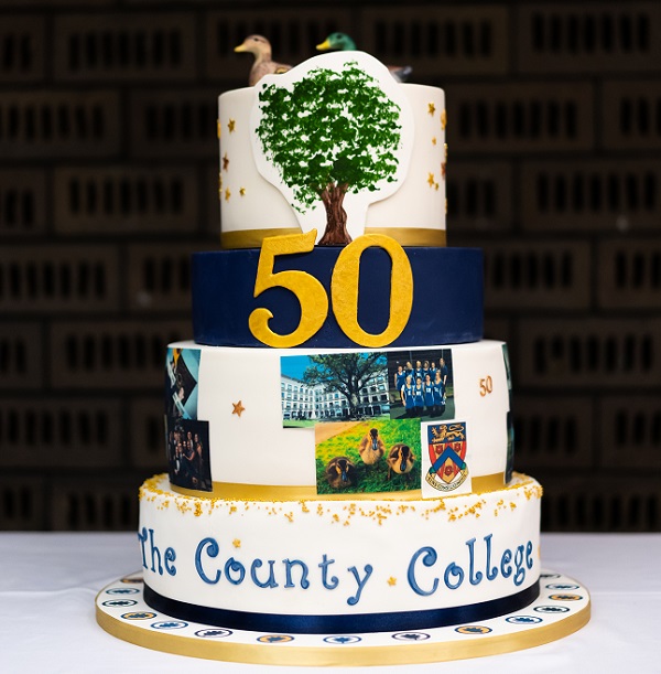 photo of the County College 50th Anniversary celebration cake