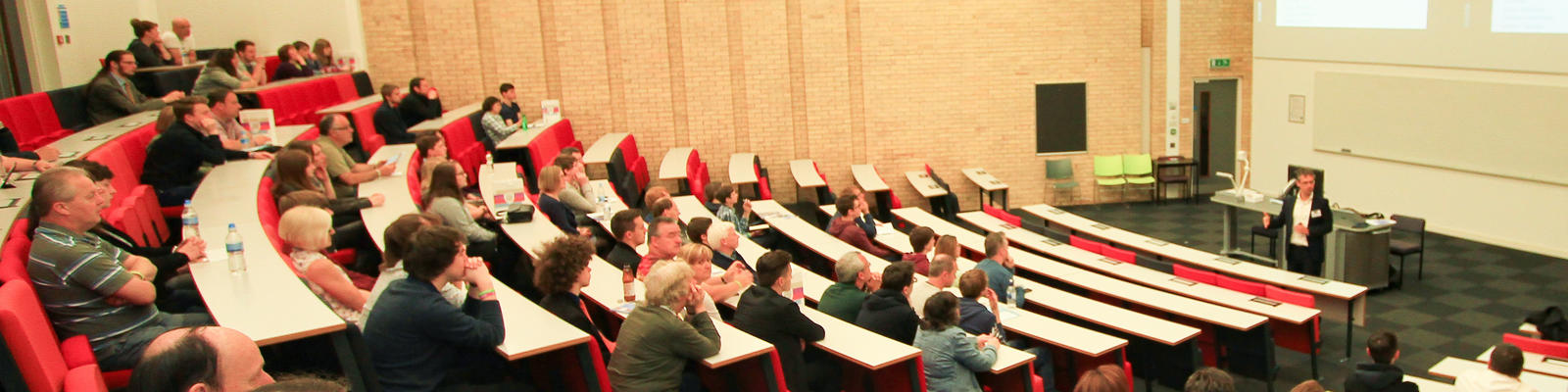 Lecture theatre, with students attending.