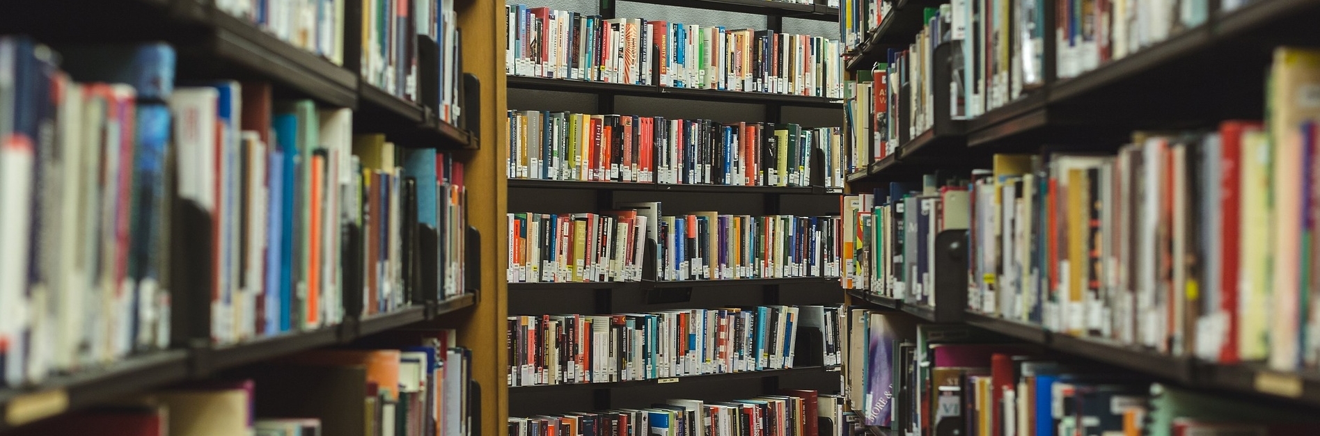 Image of bookshelves crammed with books.